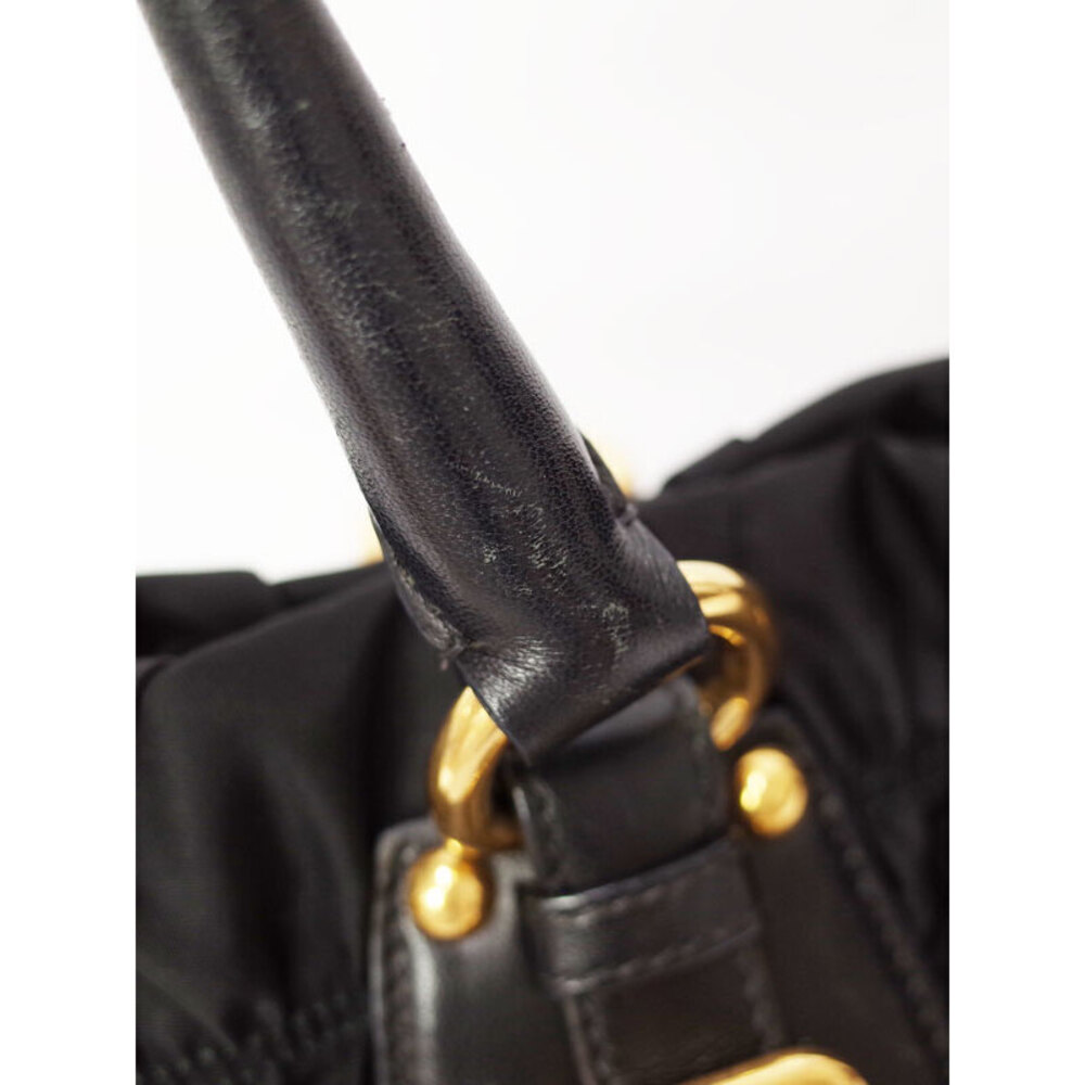 Prada Tessuto Nylon Jacquard Logo Tote Shoulder Bag Nero Black - Picture 9 of 9